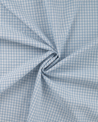 Seersucker Motif Vichy Bleu Ciel - Mercerine