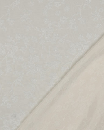 Tissu Viscose Jacquard Ecru Motif Ton sur Ton Fleuri Japonisant - Mercerine