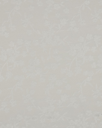 Tissu Viscose Jacquard Ecru Motif Ton sur Ton Fleuri Japonisant - Mercerine