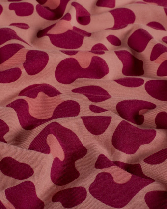 Jersey de Coton Vieux Rose Motif Léopard - Mercerine