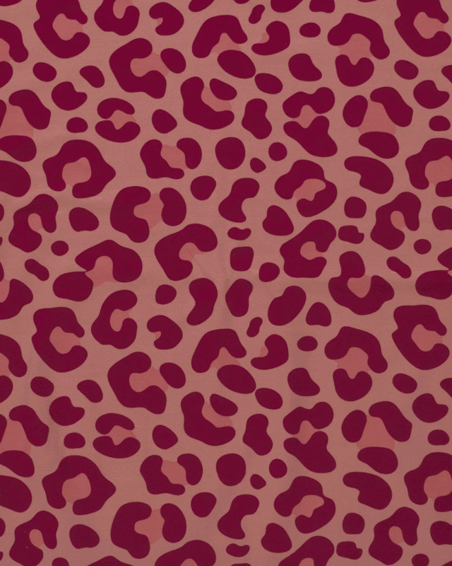 Jersey de Coton Vieux Rose Motif Léopard - Mercerine