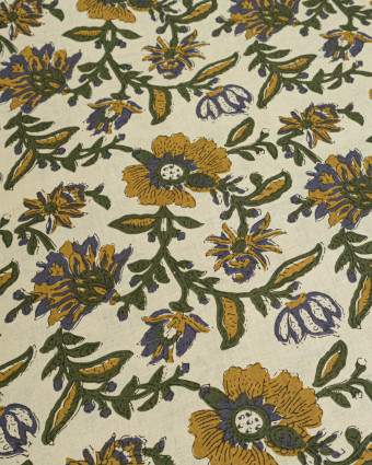 Tissu Coton Imprimé Vintage Lin - Mercerine