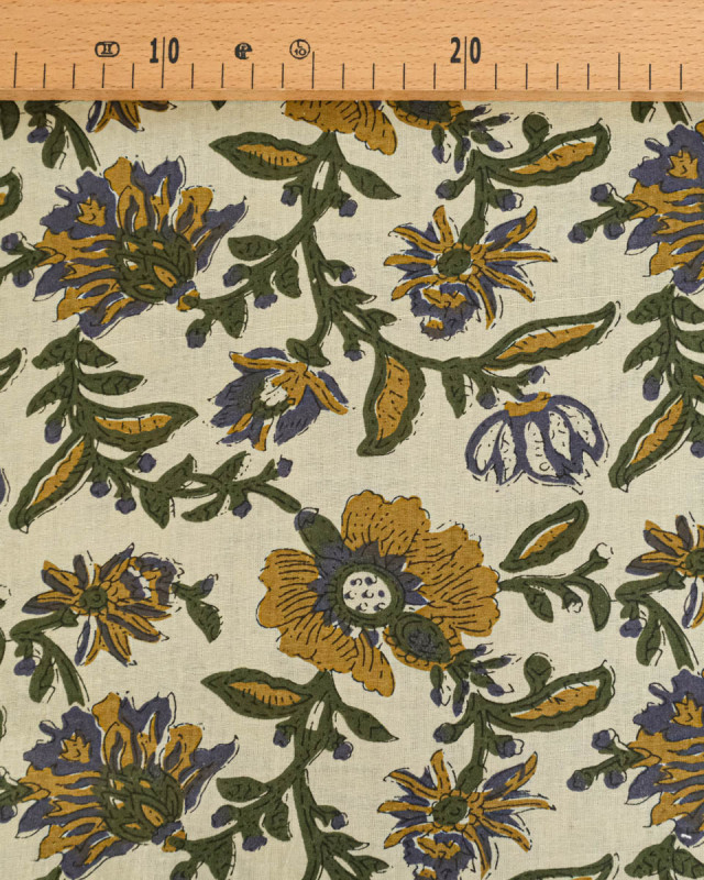 Tissu Coton Imprimé Vintage Lin - Mercerine