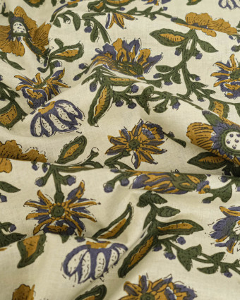 Tissu Coton Imprimé Vintage Lin - Mercerine