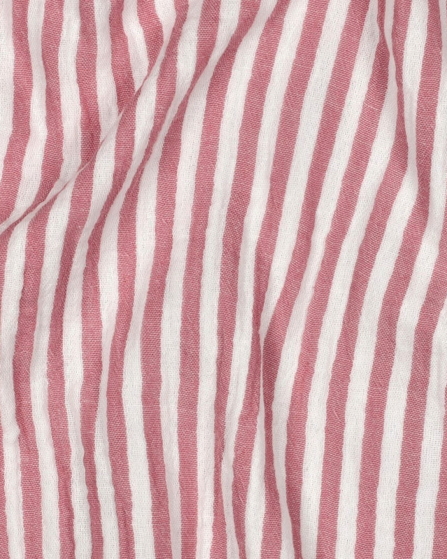 Double Gaze à Rayures Vieux Rose - Mercerine