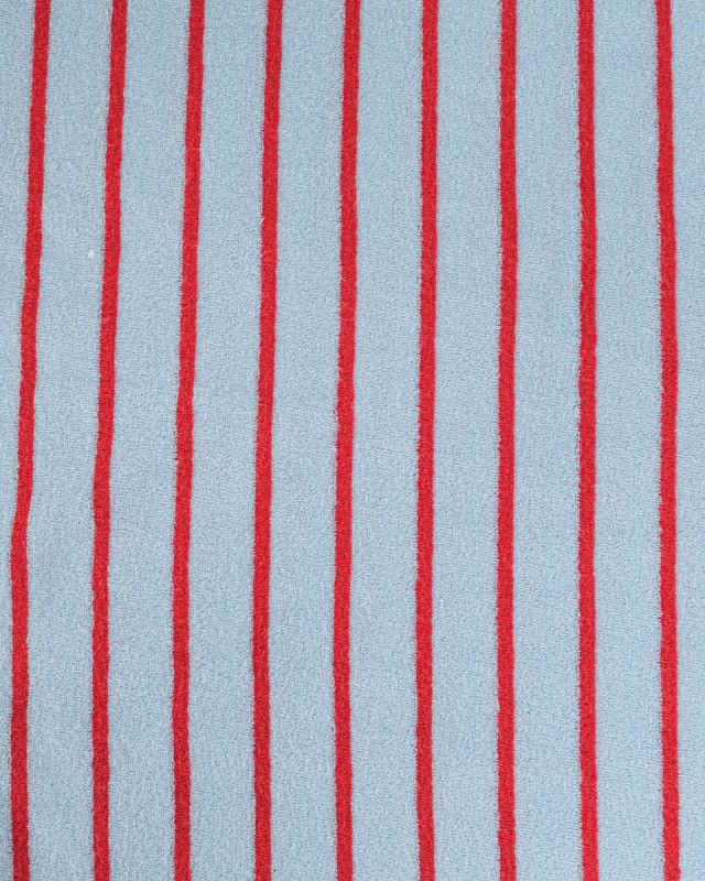 Jersey Mini Eponge Fines Rayures Givré Cerise - Mercerine