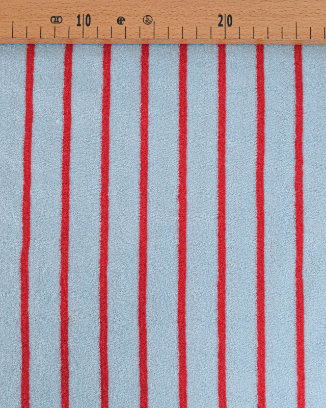 Jersey Mini Eponge Fines Rayures Givré Cerise - Mercerine