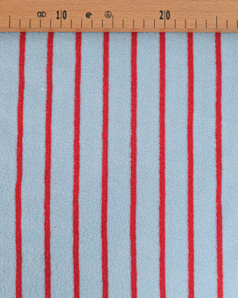 Jersey Mini Eponge Fines Rayures Givré Cerise - Mercerine