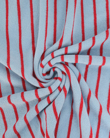 Jersey Mini Eponge Fines Rayures Givré Cerise - Mercerine