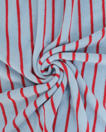 Jersey Mini Eponge Fines Rayures Givré Cerise - Mercerine