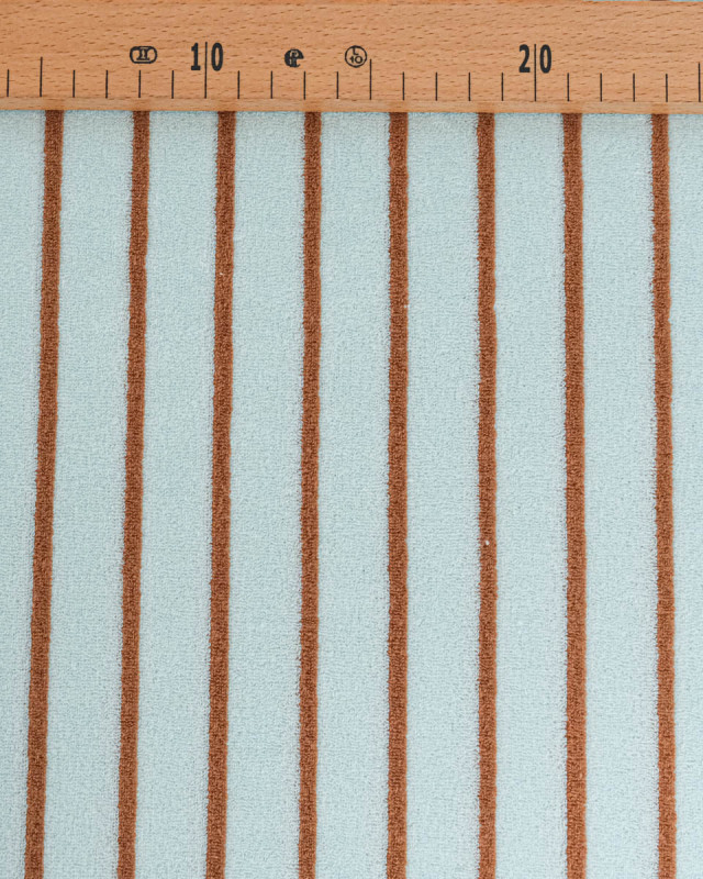 Jersey Mini Eponge Fines Rayures Céladon Caramel - Mercerine