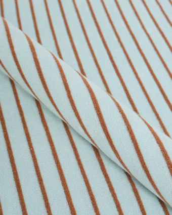 Jersey Mini Eponge Fines Rayures Céladon Caramel - Mercerine
