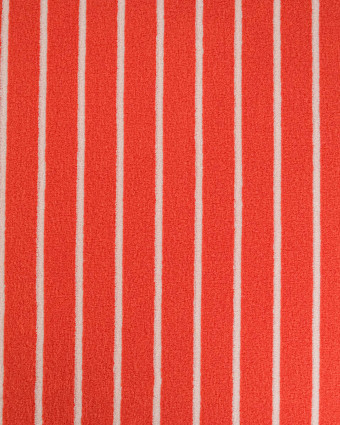 Jersey Mini Eponge Fines Rayures Tangerine Ecru - Mercerine