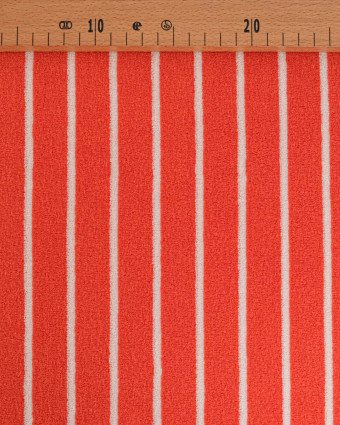 Jersey Mini Eponge Fines Rayures Tangerine Ecru - Mercerine