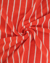 Jersey Mini Eponge Fines Rayures Tangerine Ecru