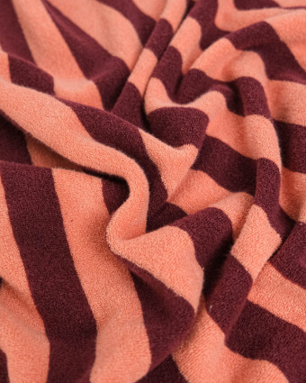 Jersey Mini Eponge Grosse Rayures Sunset Bordeaux - Mercerine