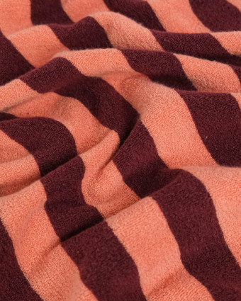 Jersey Mini Eponge Grosse Rayures Sunset Bordeaux - Mercerine