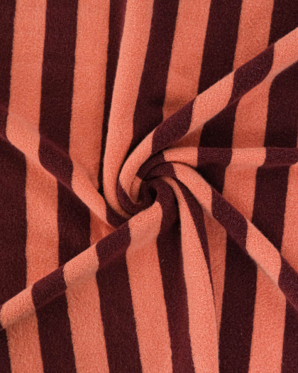 Jersey Mini Eponge Grosse Rayures Sunset Bordeaux - Mercerine
