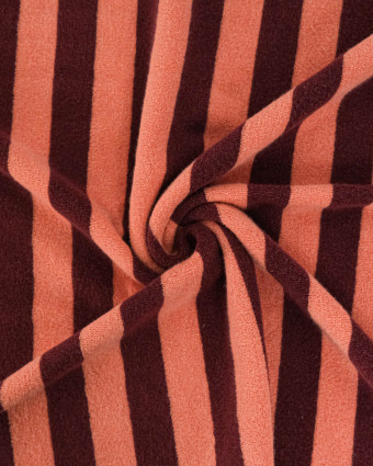 Jersey Mini Eponge Grosse Rayures Sunset Bordeaux - Mercerine