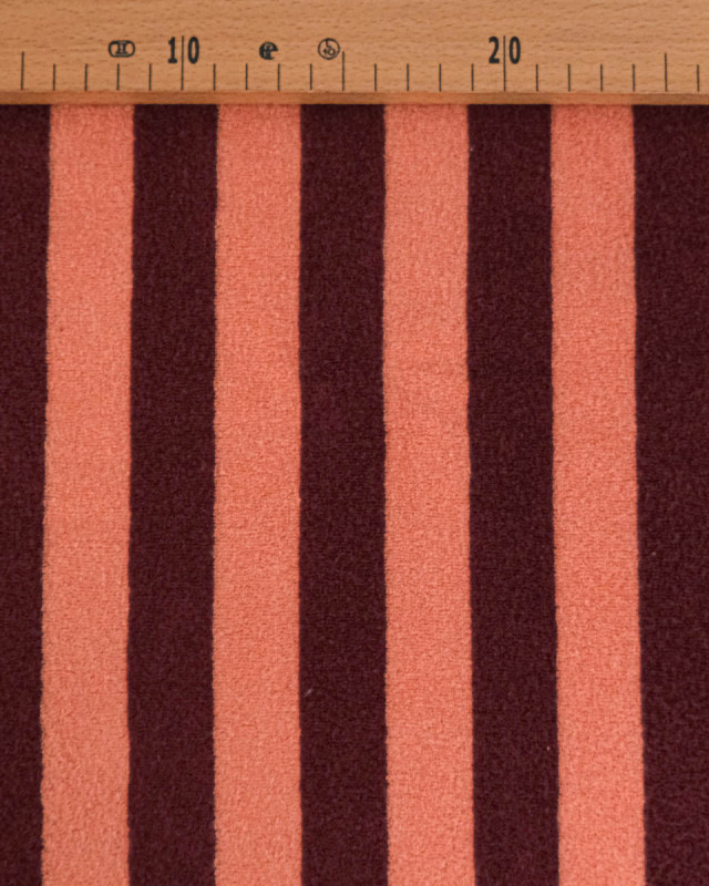 Jersey Mini Eponge Grosse Rayures Sunset Bordeaux - Mercerine