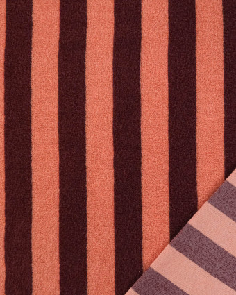 Jersey Mini Eponge Grosse Rayures Sunset Bordeaux - Mercerine