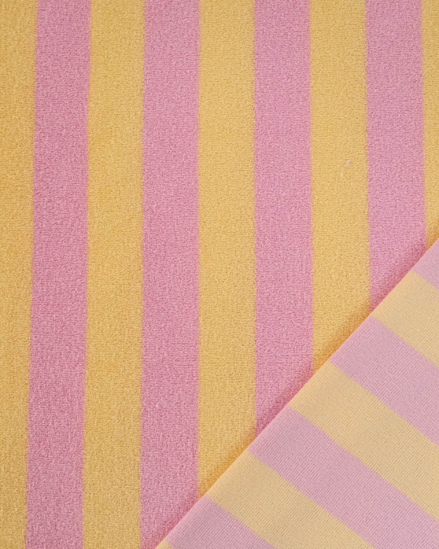 Jersey Mini Eponge Grosse Rayures Bonbon Beurre - Mercerine
