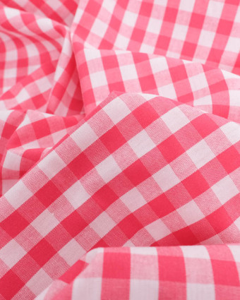 Tissus Vichy :   Rouge Fraise Moyens Carreaux - Mercerine