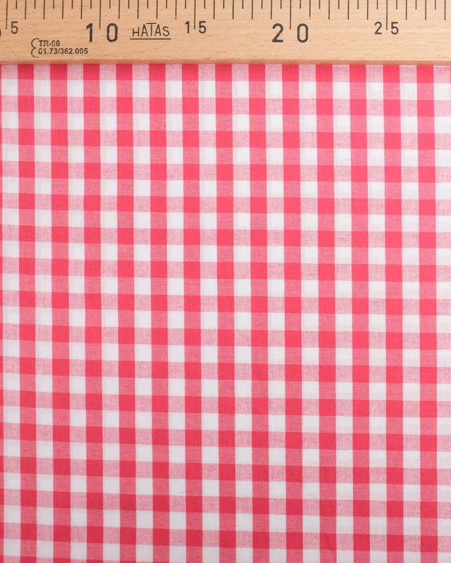 Tissus Vichy :   Rouge Fraise Moyens Carreaux - Mercerine