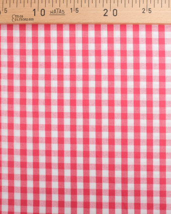 Tissus Vichy :   Rouge Fraise Moyens Carreaux - Mercerine