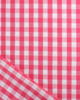 Tissus Vichy :   Rouge Fraise Moyens Carreaux - Mercerine
