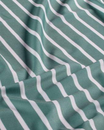 Tissu Maillot de Bain à Rayures Bleu Gris - Mercerine