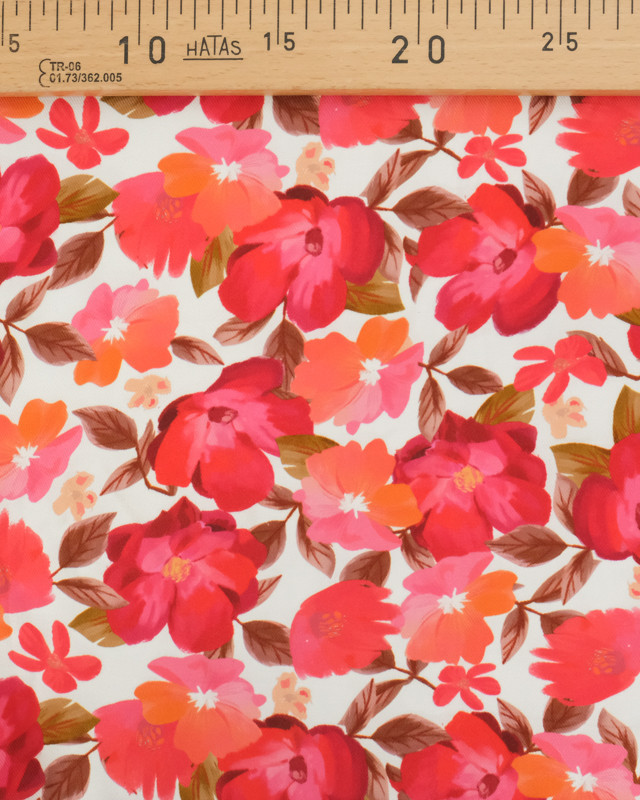 Tissu Viscose Twill Pavot Rouge Orange - Mercerine