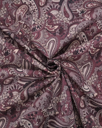 Popeline de Coton Paisley Prune - Mercerine