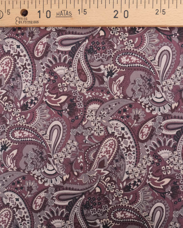 Popeline de Coton Paisley Prune - Mercerine