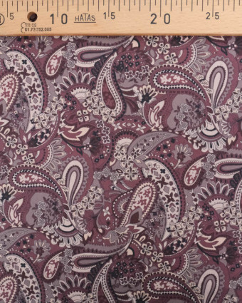 Popeline de Coton Paisley Prune - Mercerine