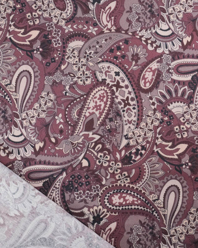 Popeline de Coton Paisley Prune - Mercerine