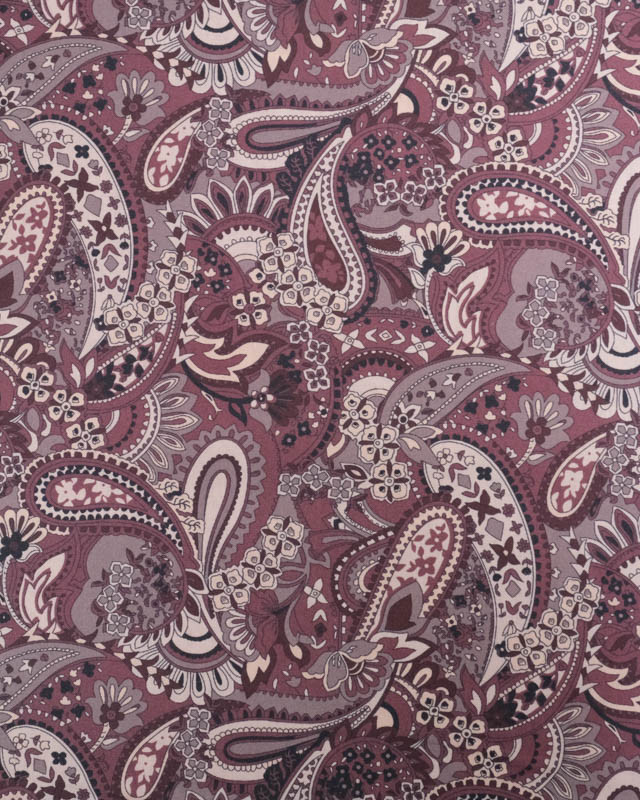 Popeline de Coton Paisley Prune - Mercerine