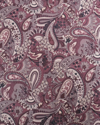 Popeline de Coton Paisley Prune - Mercerine