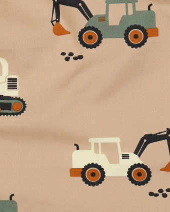 Popeline de Coton Engin de Chantier Beige - Mercerine
