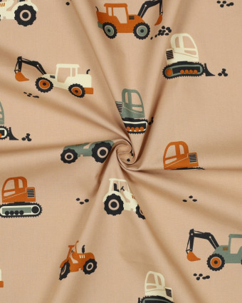 Popeline de Coton Engin de Chantier Beige - Mercerine