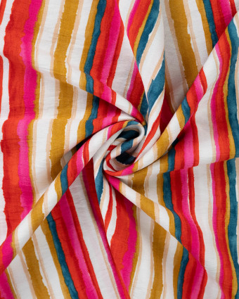 Viscose Mélangée à Rayures Multicolores - Mercerine