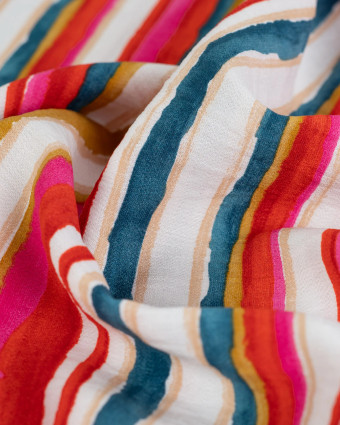 Viscose Mélangée à Rayures Multicolores - Mercerine