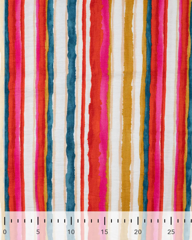 Viscose Mélangée à Rayures Multicolores - Mercerine