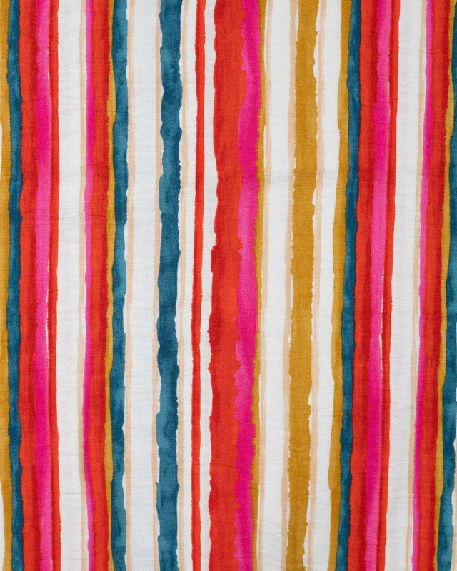 Viscose Mélangée à Rayures Multicolores - Mercerine