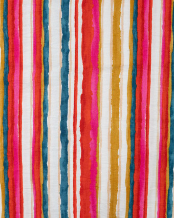 Viscose Mélangée à Rayures Multicolores - Mercerine