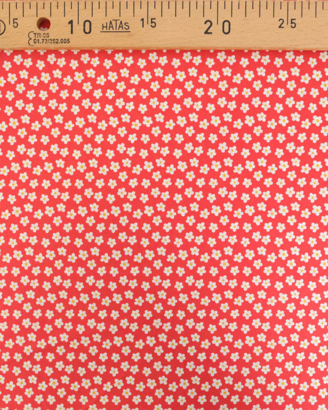 Popeline de Coton Fleuri Rouge - Mercerine