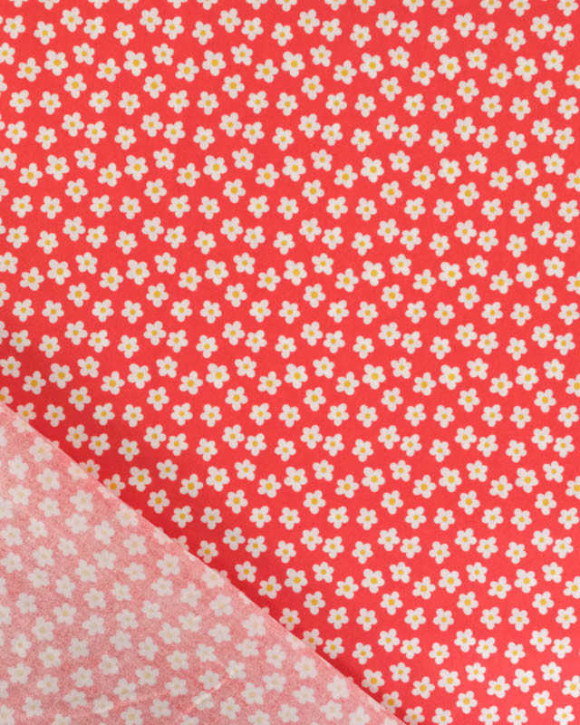 Popeline de Coton Fleuri Rouge - Mercerine