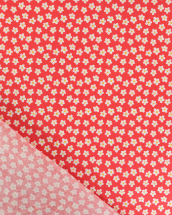 Popeline de Coton Fleuri Rouge - Mercerine
