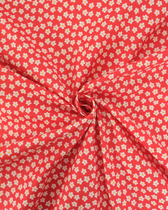 Popeline de Coton Fleuri Rouge - Mercerine