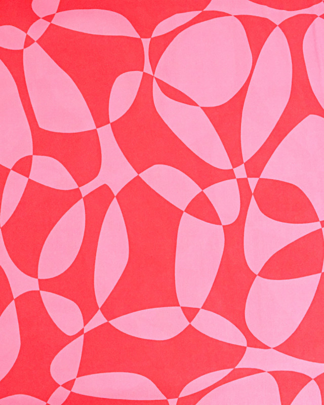 Popeline de Viscose Imprimée Petula Rose Rouge - Mercerine